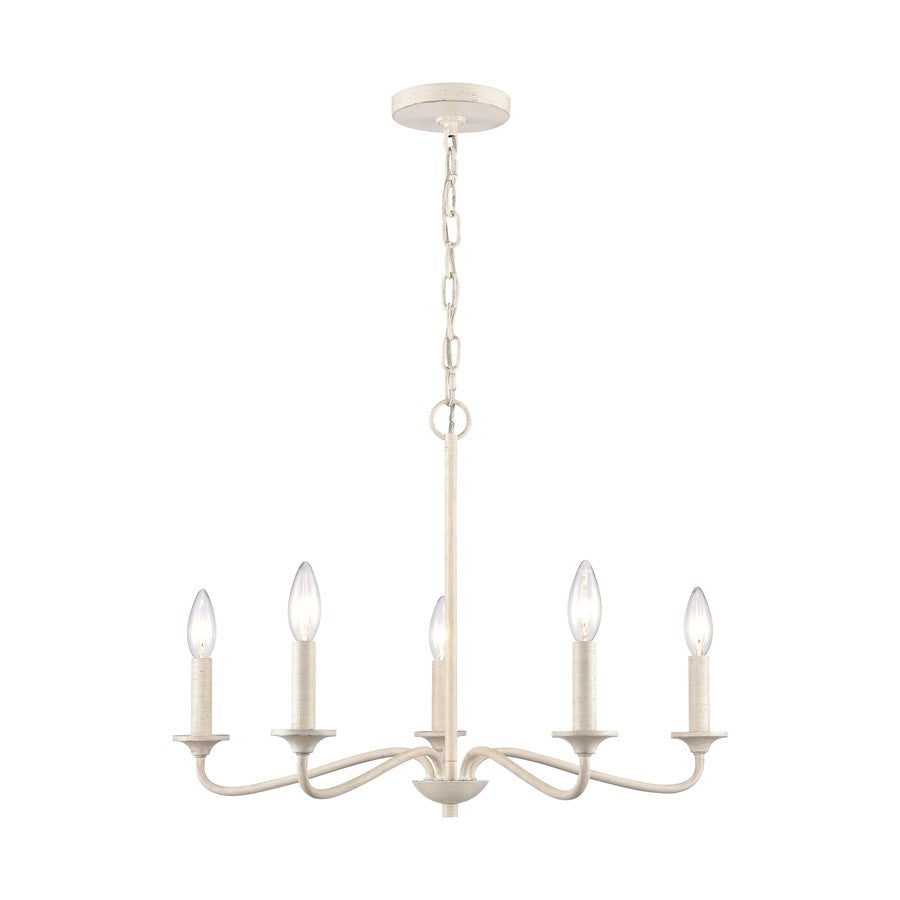 Atlas Lighting Quinn 24'' Wide 5Lt Chandelier, Antique White