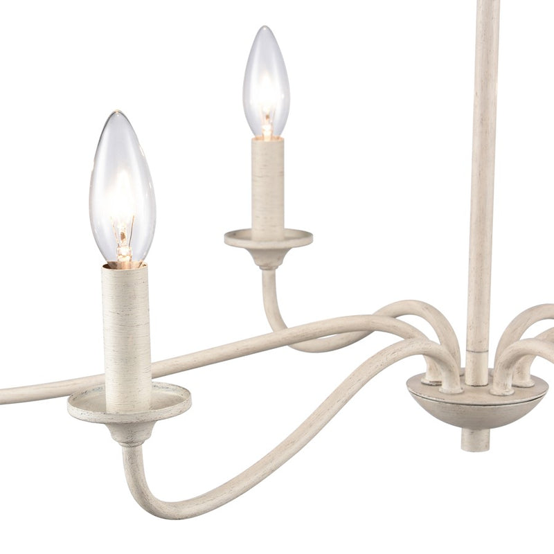 Atlas Lighting Quinn 30in 6-Light Chandelier | Transitional Antique White Metal | Dining Room & Living Room | 30 x 18 x 16.75 in | Model CL11304-WH