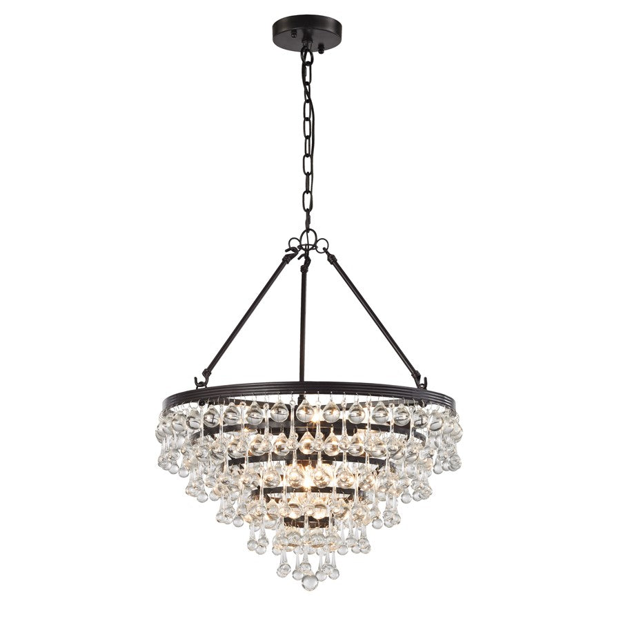 Atlas Lighting Ramira 19'' Wide 6Lt Chandelier, Bronze/Clear