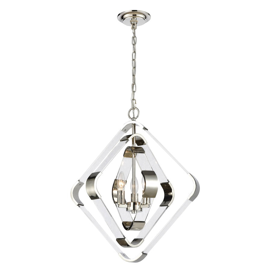Atlas Lighting Rapid Pulse 20''W 3Lt Chandelier, Polished Nickel