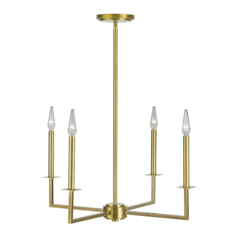 Atlas Lighting Ray 25in 4-Light Chandelier | Traditional Aged Brass Metal | Dining Room & Living Room | 25 x 25 x 24 in | Model CL11307-BZ