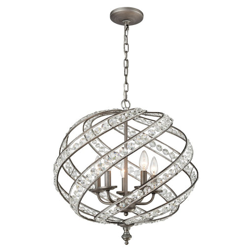 Atlas Lighting Renaissance 21'' Wide 5Lt Chandelier, Zinc/Silver