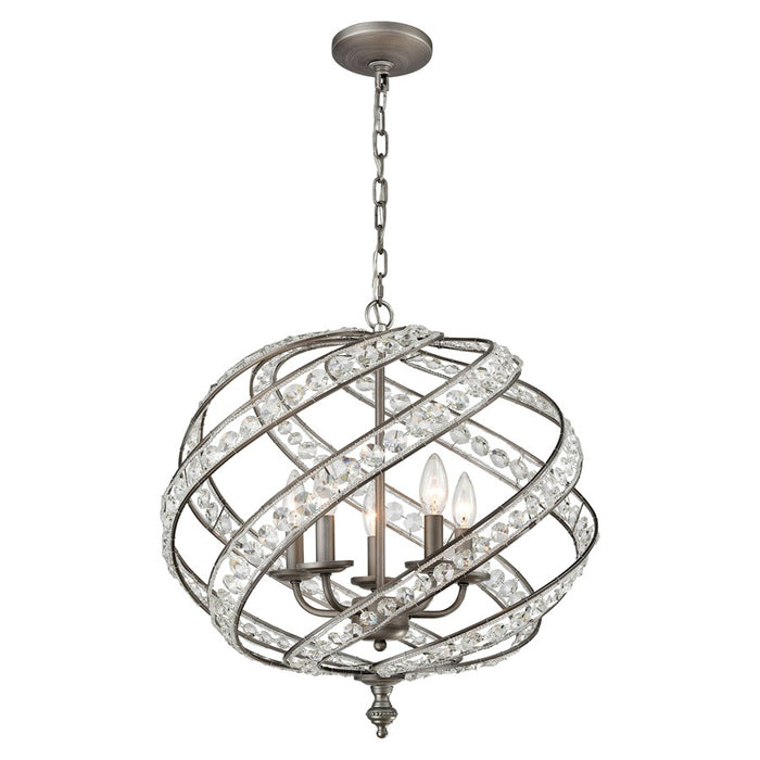 Atlas Lighting Renaissance 21'' Wide 5Lt Chandelier, Zinc/Silver