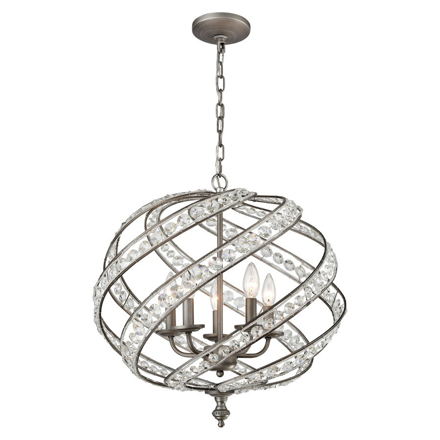 Atlas Lighting Renaissance 21'' Wide 5Lt Chandelier, Zinc/Silver