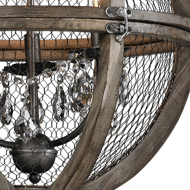 Atlas Lighting Renaissance Invention 18in 3-Light Chandelier | Transitional Aged Wood and Weathered Zinc | Dining Room & Kitchen | Model CL11309-BN