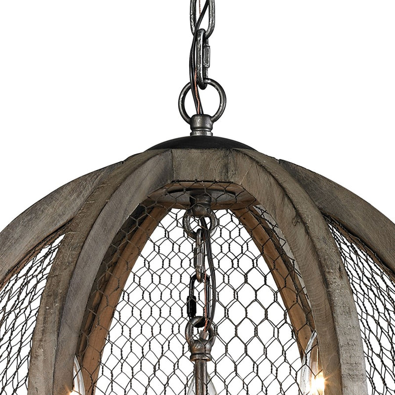 Atlas Lighting Renaissance Invention 18in 3-Light Chandelier | Transitional Aged Wood and Weathered Zinc | Dining Room & Kitchen | Model CL11309-BN