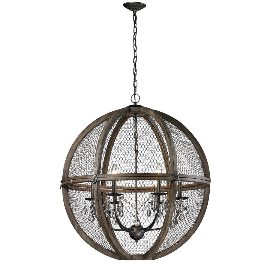 Atlas Lighting Renaissance Invention 32''W 6Lt Chandelier, Zinc/GY