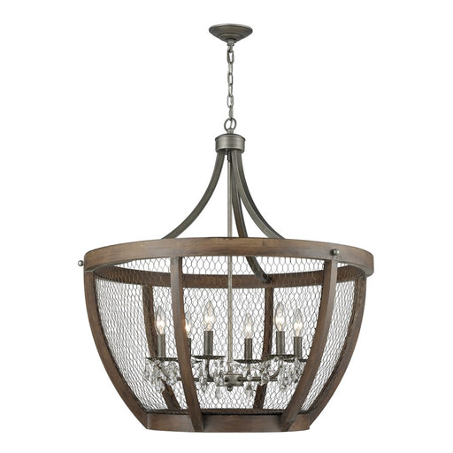 Atlas Lighting Renaissance Invention 33''W 6Lt Chandelier, Zinc/GY