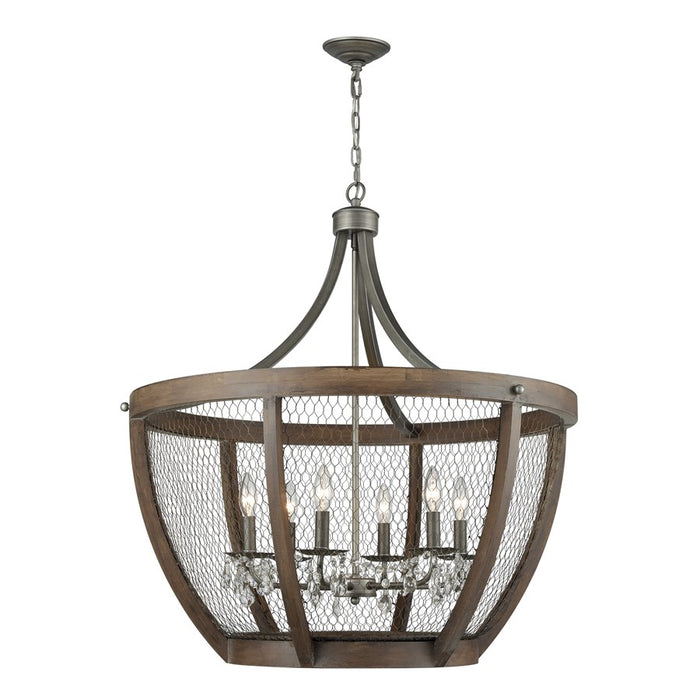 Atlas Lighting Renaissance Invention 33''W 6Lt Chandelier, Zinc/GY