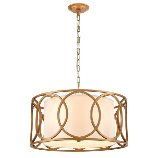 Atlas Lighting Ringlets 22''W 4Lt Chandelier, Golden Silver/White