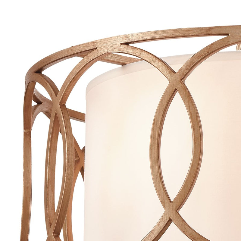 Atlas Ringlets 22in 4-Light Chandelier | Modern Matte Gold and White Fabric | Kitchen Island & Dining Room | 22 x 22 x 11 in | Model CL11313-GD