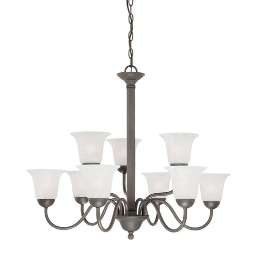 Atlas Lighting Riva 32'' Wide 9Lt Chandelier, Painted Bronze/White