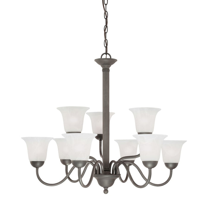 Atlas Lighting Riva 32'' Wide 9Lt Chandelier, Painted Bronze/White