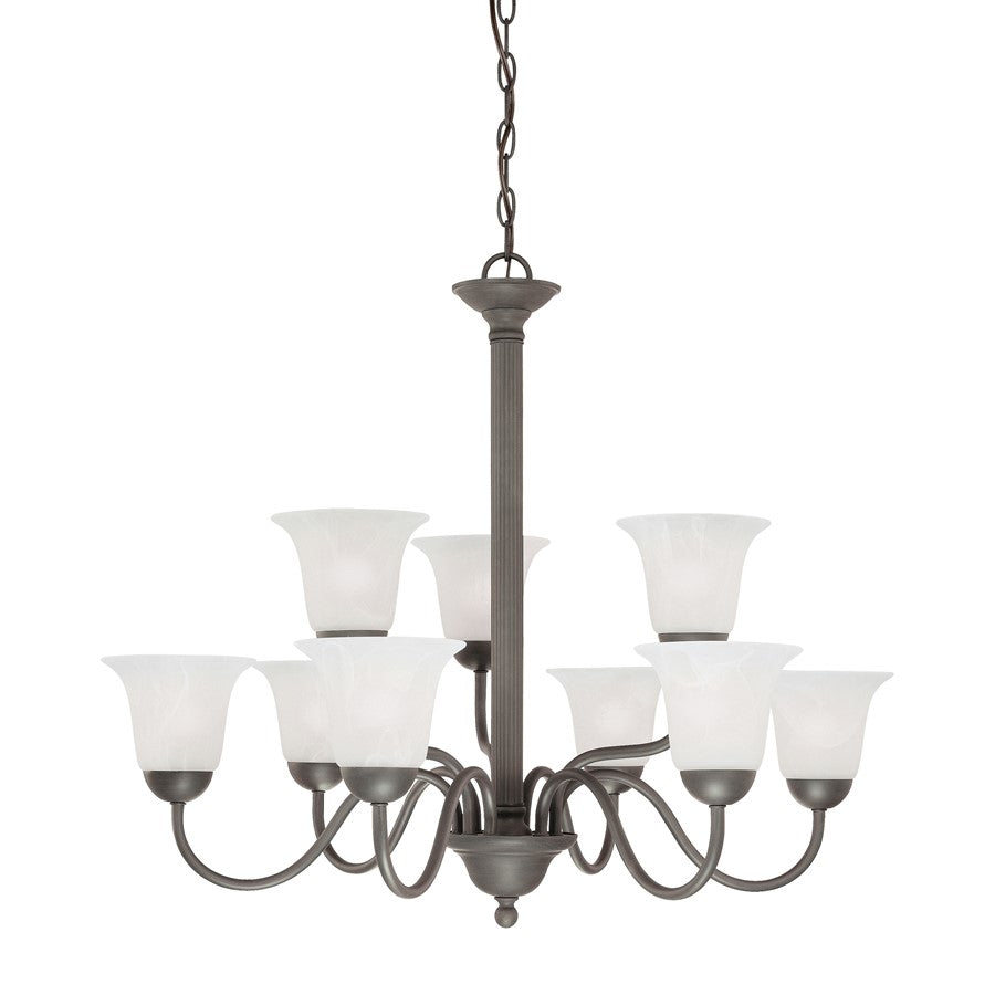 Atlas Lighting Riva 32'' Wide 9Lt Chandelier, Painted Bronze/White