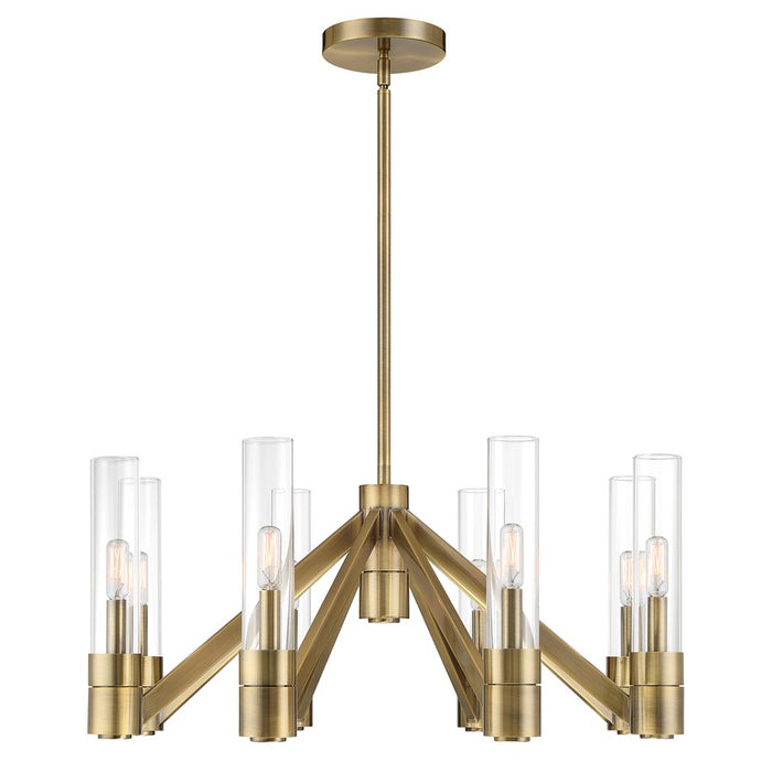 Atlas Lighting Rohe 28'' Wide 8Lt Chandelier, Aged Brass/Clear