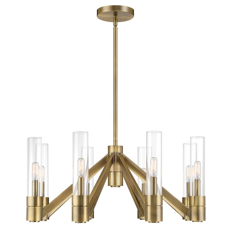 Atlas Lighting Rohe 28in 8-Light Chandelier | Transitional Oxidized Brass and Clear Glass | Dining Room & Foyer | Model CL11316-BS