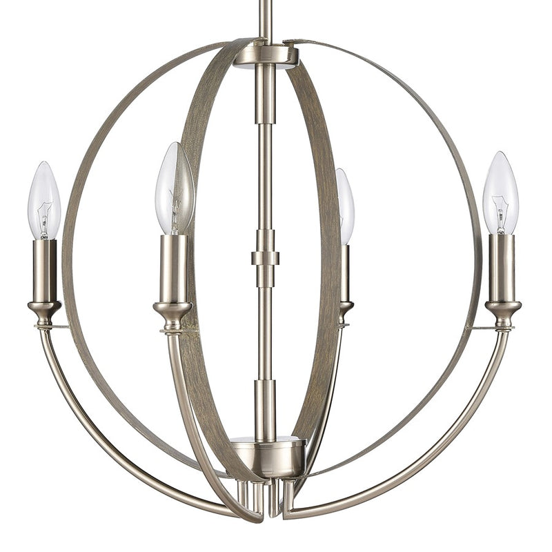 Atlas Lighting Rotunde 18'' Wide 4Lt Chandelier, Beechwood