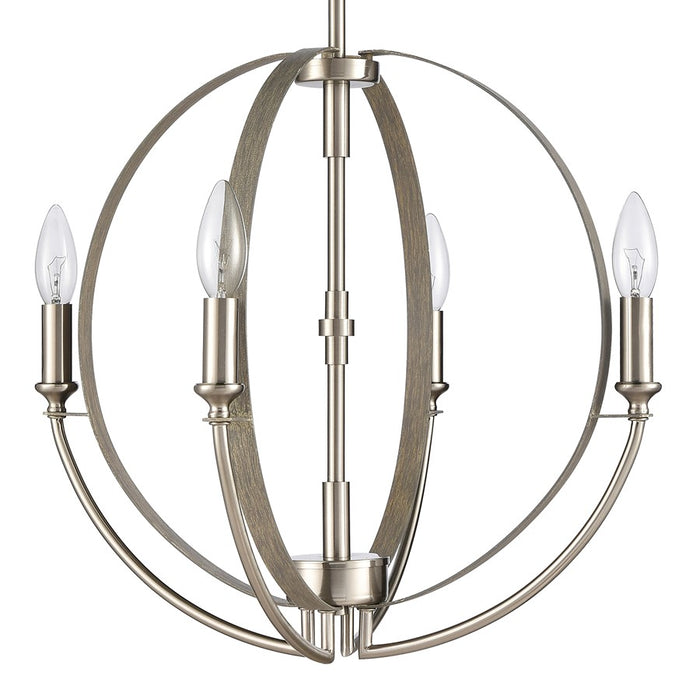 Atlas Lighting Rotunde 18'' Wide 4Lt Chandelier, Beechwood