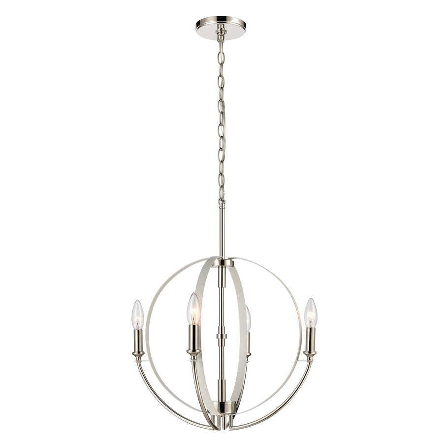 Atlas Lighting Rotunde 18'' Wide 4Lt Chandelier, Matte White