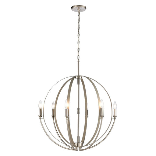 Atlas Lighting Rotunde 26'' Wide 6Lt Chandelier, Beechwood