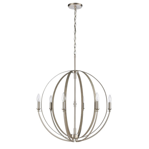 Atlas Lighting Rotunde 26'' Wide 6Lt Chandelier, Beechwood