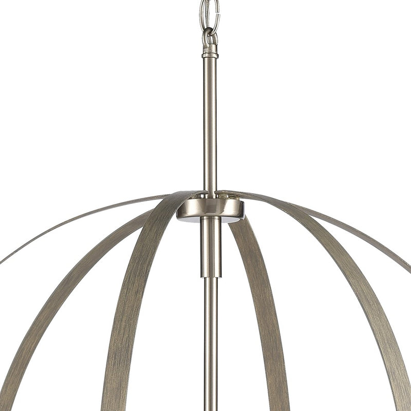 Atlas Lighting Rotunde 26in 6-Light Chandelier | Modern Beechwood and Satin Nickel | Dining Room & Living Room | 26 x 26 x 33 in | Model CL11318-BN