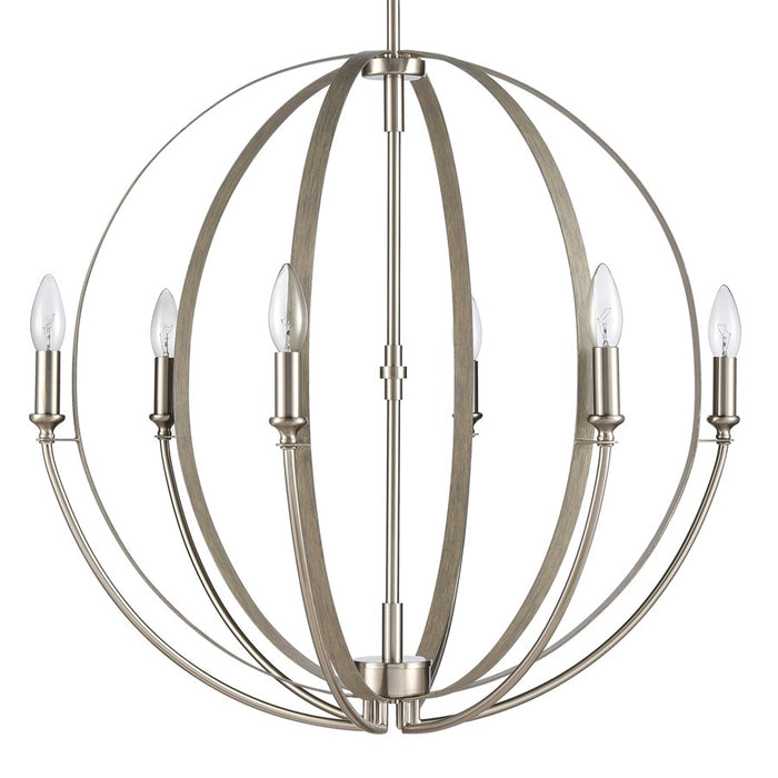 Atlas Lighting Rotunde 26'' Wide 6Lt Chandelier, Beechwood