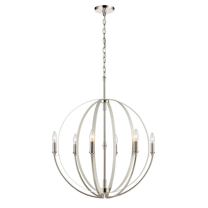 Atlas Lighting Rotunde 26'' Wide 6Lt Chandelier, Matte White