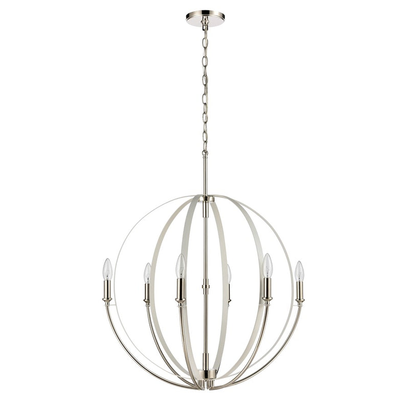 Atlas Lighting Rotunde 26'' Wide 6Lt Chandelier, Matte White