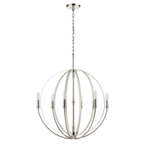 Atlas Lighting Rotunde 26'' Wide 6Lt Chandelier, Matte White