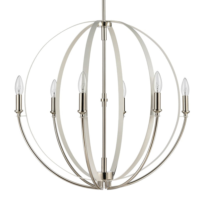 Atlas Lighting Rotunde 26'' Wide 6Lt Chandelier, Matte White
