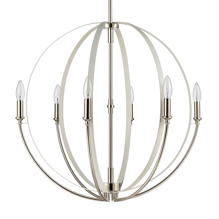 Atlas Lighting Rotunde 26'' Wide 6Lt Chandelier, Matte White