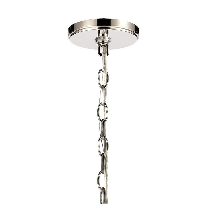 Atlas Lighting Rotunde 26in 6-Light Chandelier | Modern Matte White and Polished Nickel Metal | Dining Room & Living Room | Model CL11318-WH