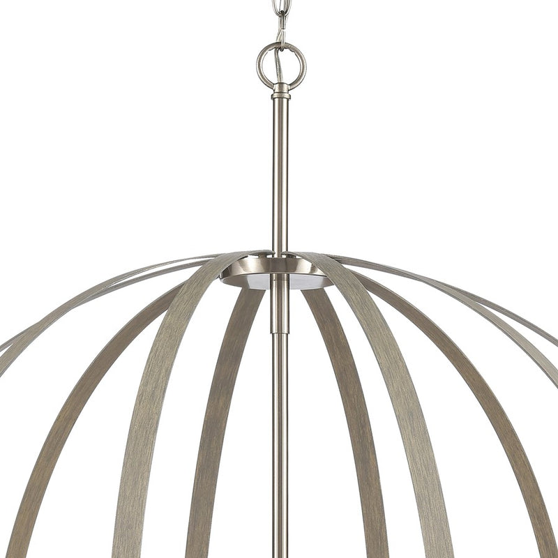 Atlas Lighting Rotunde 38in 10-Light Chandelier | Modern Beechwood and Satin Nickel Metal | Dining Room & Living Room | Model CL11319-BN