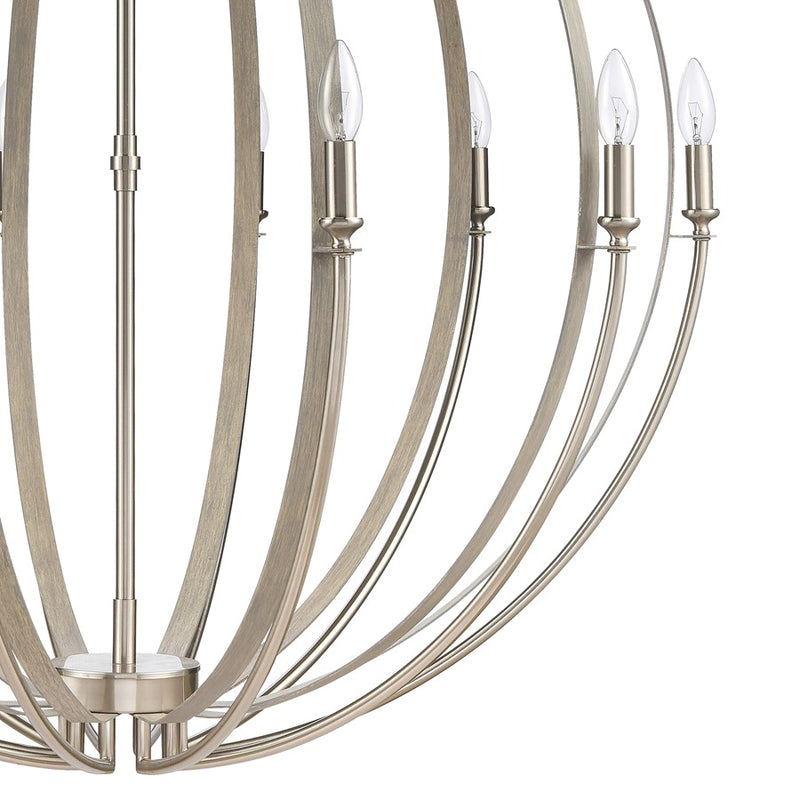 Atlas Lighting Rotunde 38in 10-Light Chandelier | Modern Beechwood and Satin Nickel Metal | Dining Room & Living Room | Model CL11319-BN