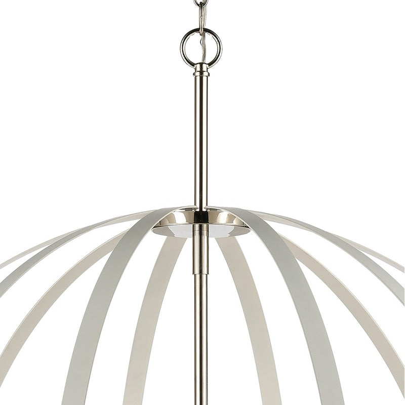 Atlas Lighting Rotunde 38in 10-Light Chandelier | Modern Matte White and Polished Nickel Metal | Dining Room & Living Room | Model CL11319-WH