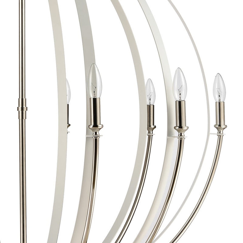 Atlas Lighting Rotunde 38in 10-Light Chandelier | Modern Matte White and Polished Nickel Metal | Dining Room & Living Room | Model CL11319-WH