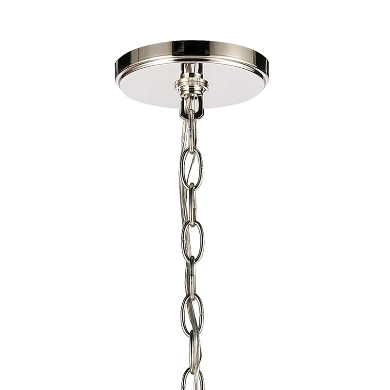 Atlas Lighting Rotunde 38in 10-Light Chandelier | Modern Matte White and Polished Nickel Metal | Dining Room & Living Room | Model CL11319-WH