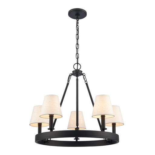 Atlas Lighting Rydell 24.5''W 5Lt Chandelier, Black/Parchment/White