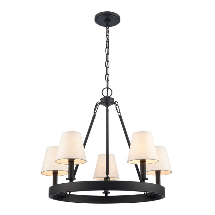 Atlas Lighting Rydell 24.5''W 5Lt Chandelier, Black/Parchment/White