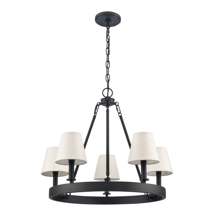 Atlas Lighting Rydell 24.5''W 5Lt Chandelier, Black/Parchment/White