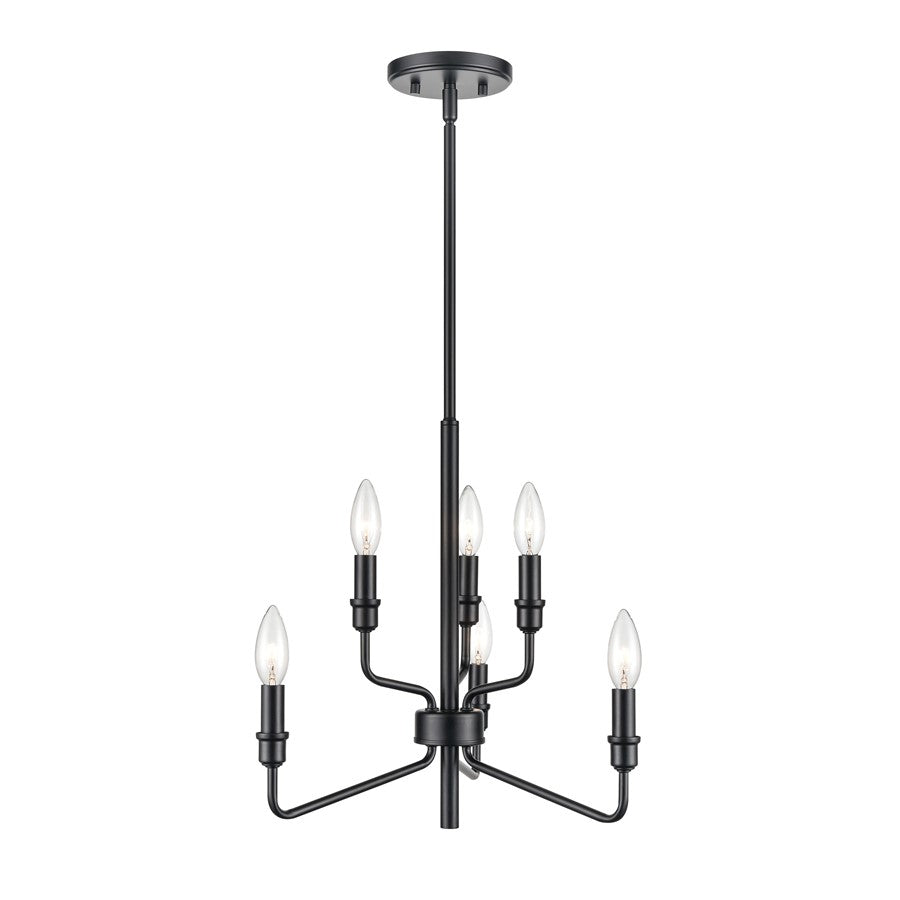 Atlas Lighting Saginaw 18'' Wide 6Lt Chandelier, Matte Black