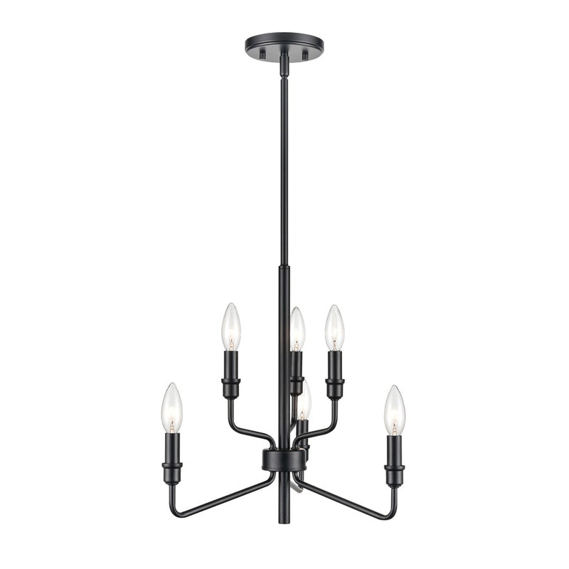 Atlas Lighting Saginaw 18in 6-Light Chandelier | Transitional Matte Black Metal | Dining Room & Kitchen Island | 18 x 18 x 16 in | Model CL11322-BK