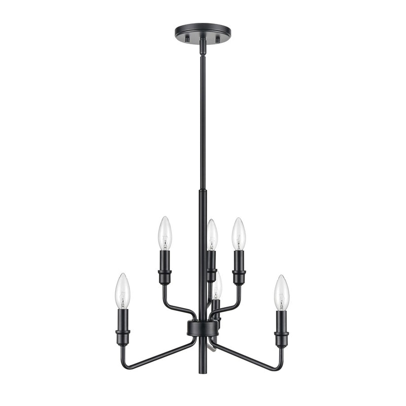 Atlas Lighting Saginaw 18in 6-Light Chandelier | Transitional Matte Black Metal | Dining Room & Kitchen Island | 18 x 18 x 16 in | Model CL11322-BK
