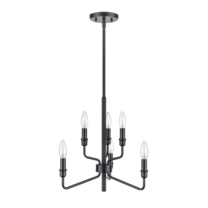 Atlas Lighting Saginaw 18'' Wide 6Lt Chandelier, Matte Black