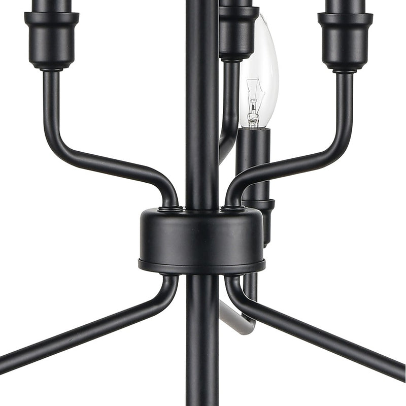 Atlas Lighting Saginaw 18'' Wide 6Lt Chandelier, Matte Black
