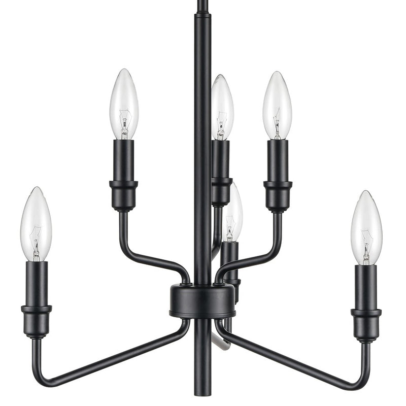 Atlas Lighting Saginaw 18in 6-Light Chandelier | Transitional Matte Black Metal | Dining Room & Kitchen Island | 18 x 18 x 16 in | Model CL11322-BK