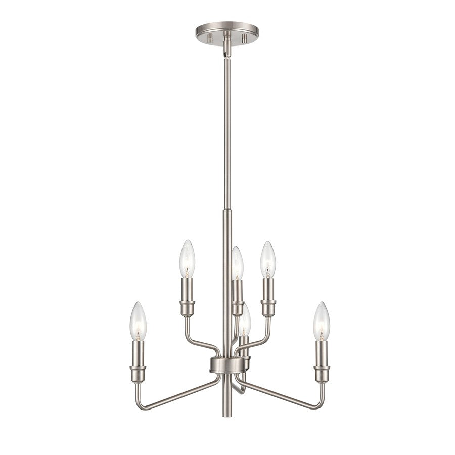 Atlas Lighting Saginaw 18'' Wide 6Lt Chandelier, Satin Nickel