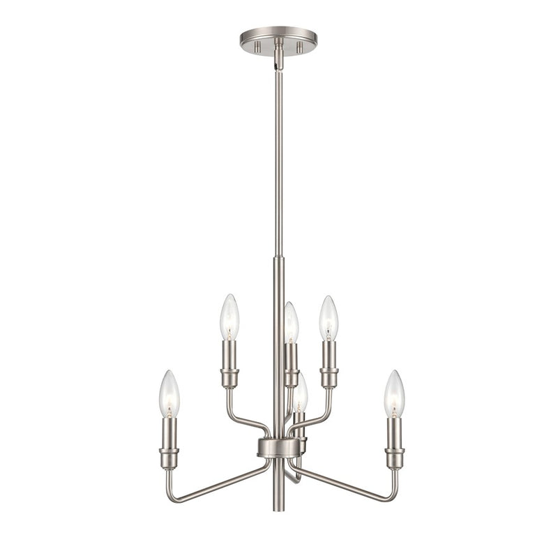 Atlas Lighting Saginaw 18in 6-Light Chandelier | Transitional Satin Nickel Metal | Dining Room & Kitchen Island | 18 x 18 x 16 in | Model CL11322-NK