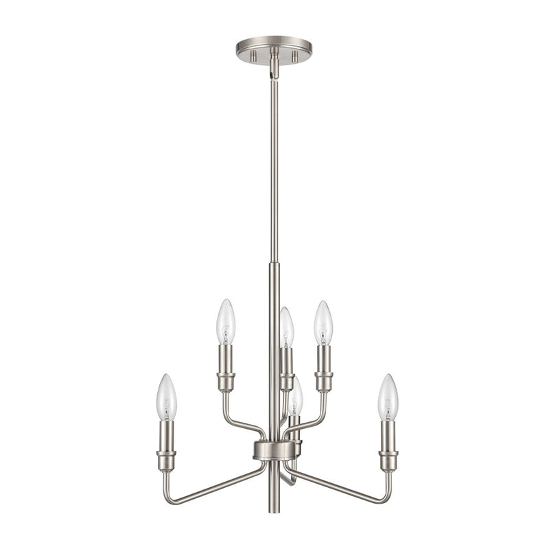 Atlas Lighting Saginaw 18in 6-Light Chandelier | Transitional Satin Nickel Metal | Dining Room & Kitchen Island | 18 x 18 x 16 in | Model CL11322-NK